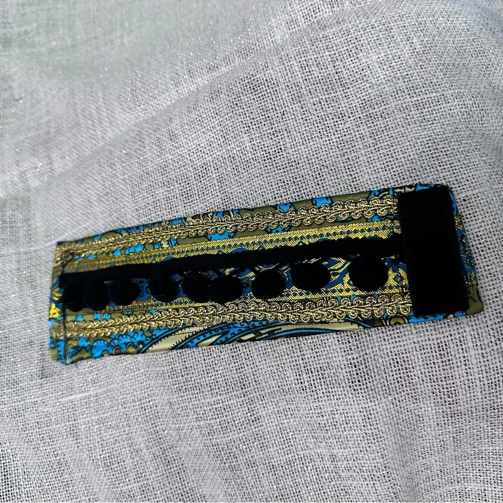 RUBYRUDI Cuff Bracelet Handcrafted OOAK Fabric Embellished Artisan Wearable Art